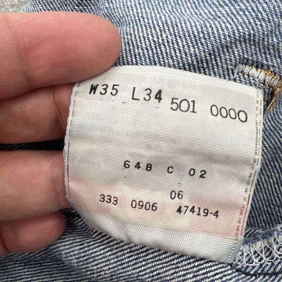 Vintage Levis 501 XX Jeans Mens 35x34 Blue Straight Skater Grunge Punk Retro Y2K - Picture 5 of 16